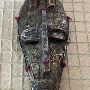 Marka Tribe Mask Mali Carved Wood Metal Tribal  Wall 11” Roughly
